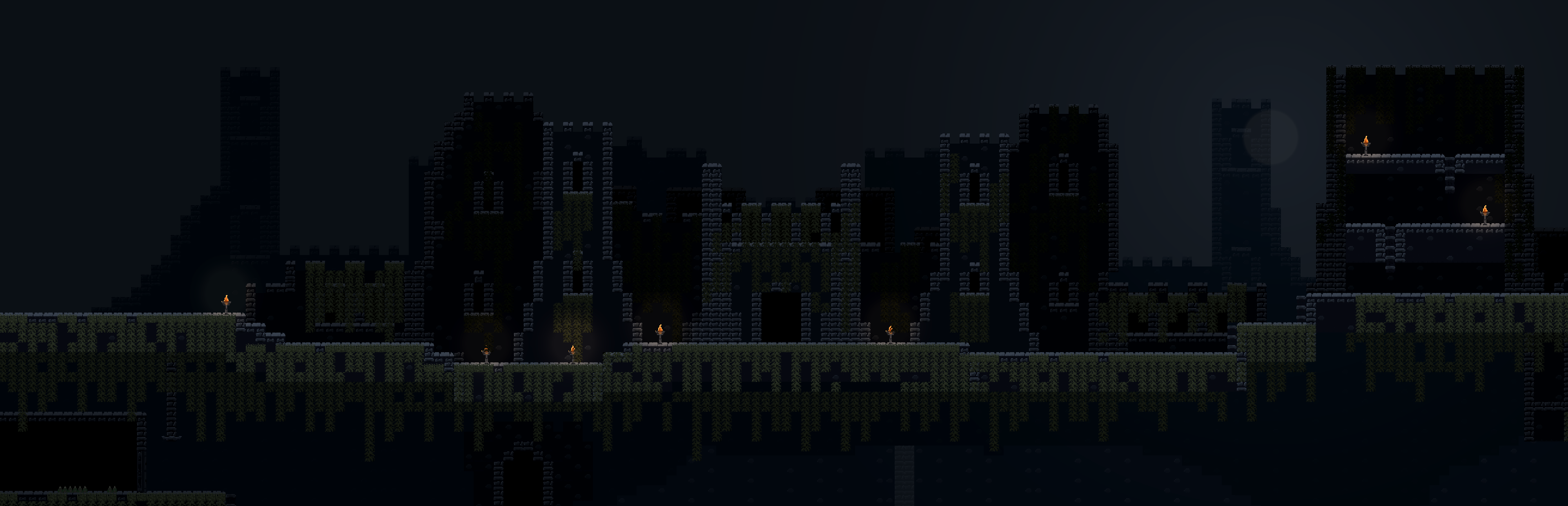 Fragments of Ember dark castle pixel-art environment